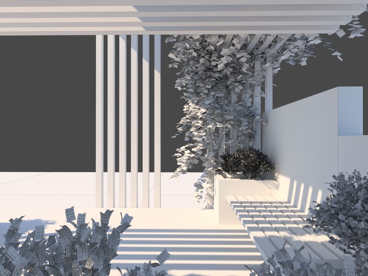Pergola Design With Bushes And Ivies 3D model_18