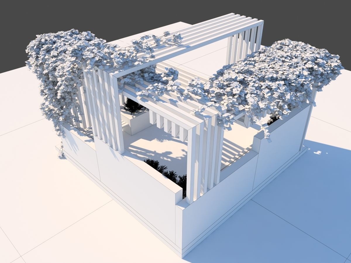 Pergola Design With Bushes And Ivies 3D model_19