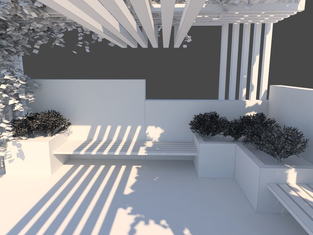 Pergola Design With Bushes And Ivies 3D model_17