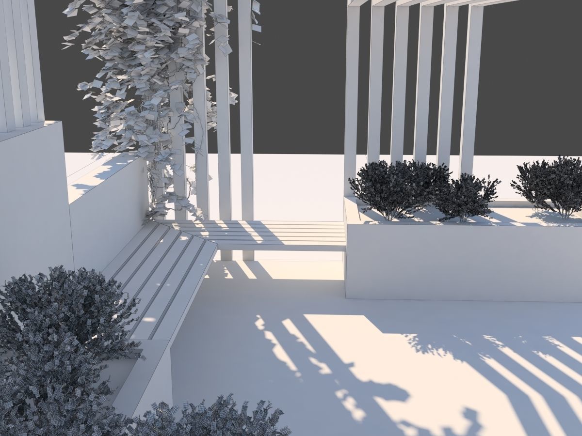 Pergola Design With Bushes And Ivies 3D model_15