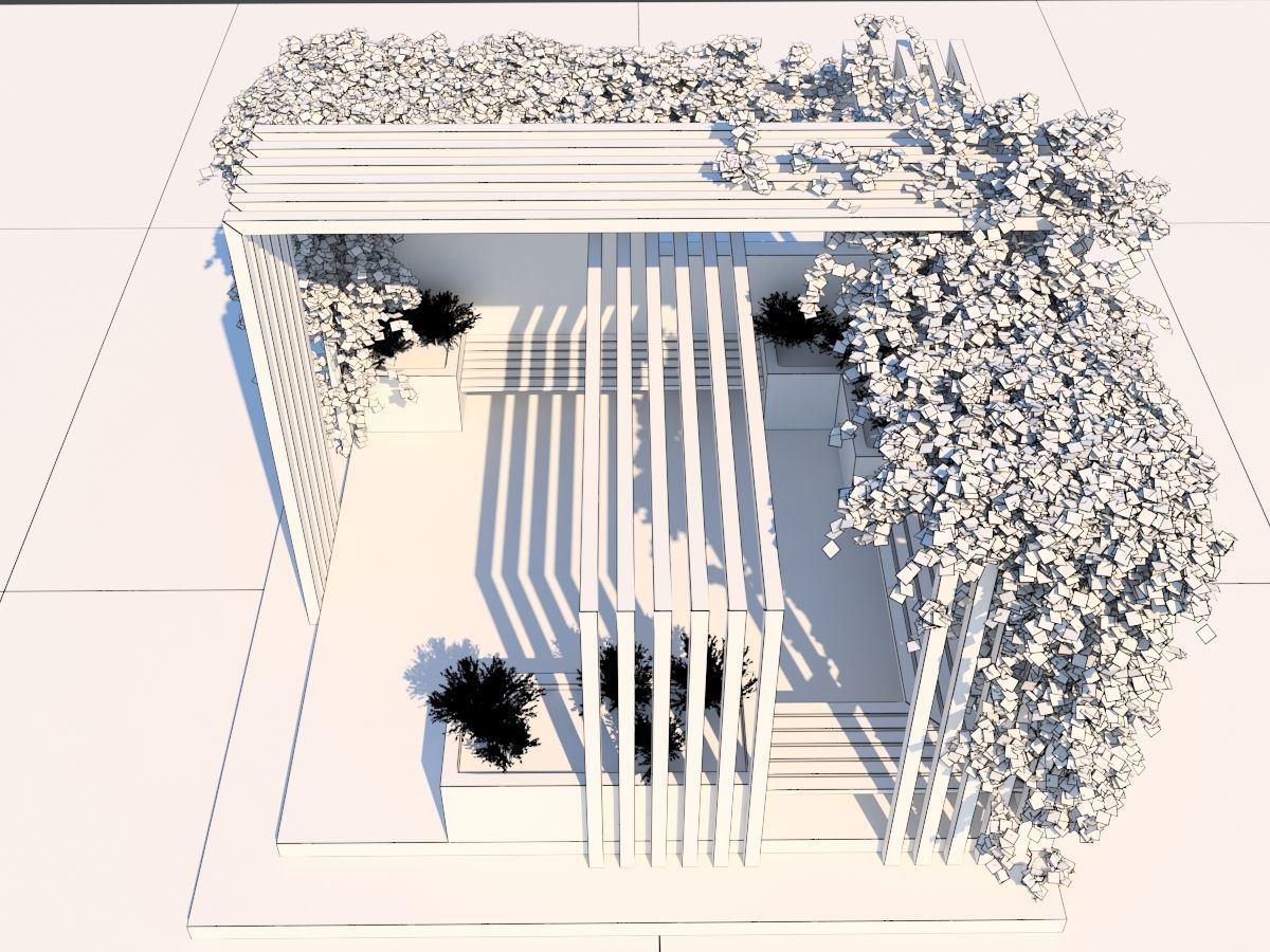 Pergola Design With Bushes And Ivies 3D model_13