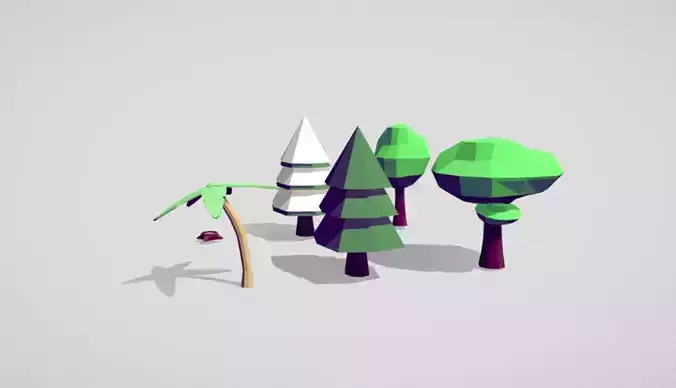 Low poly trees set of