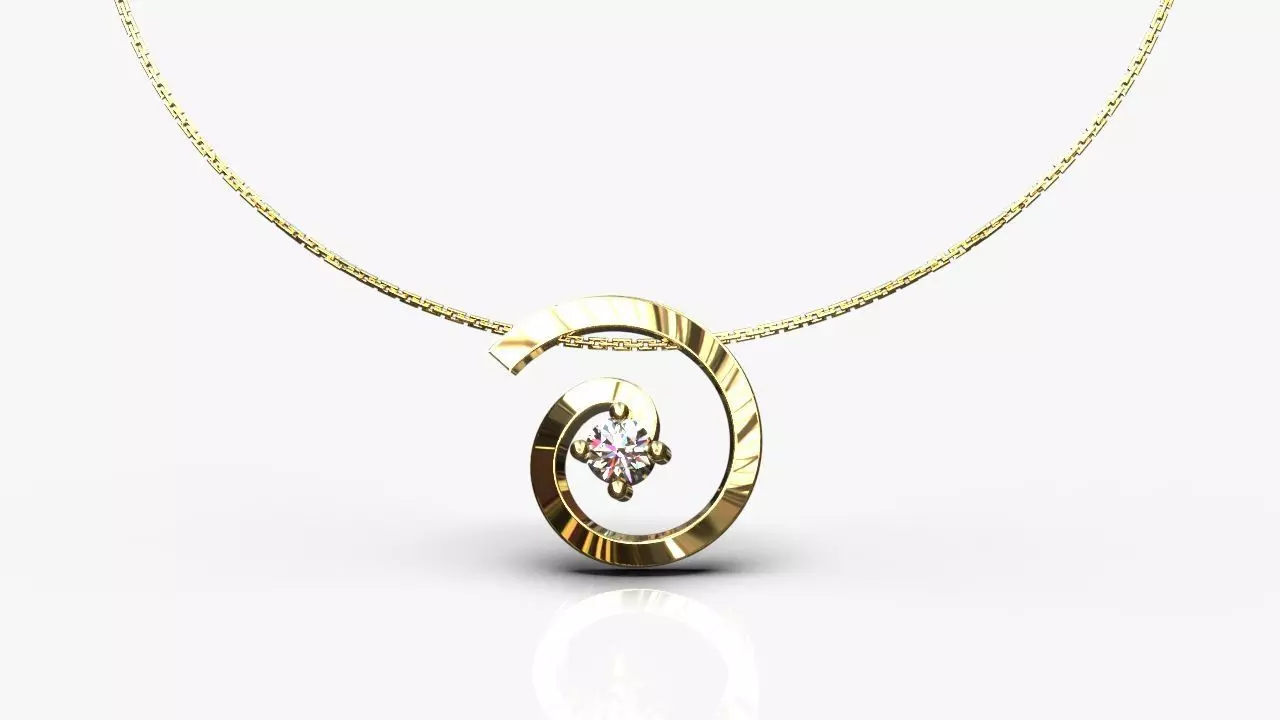 Pendant gold with diamond in center Free 3D print model