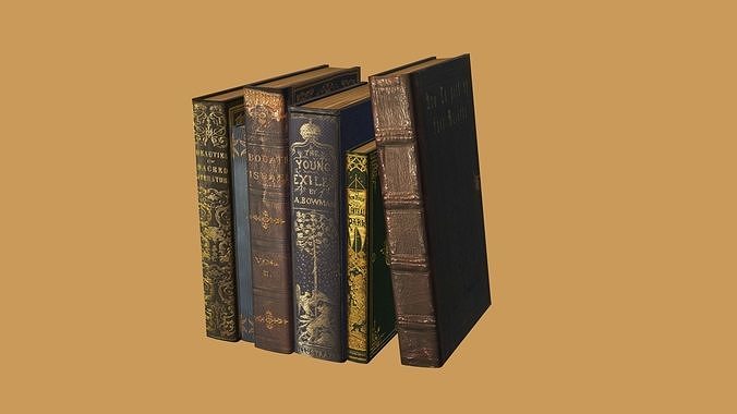 Old Books set Low-poly 3D model
