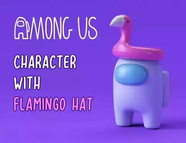 Among Us Character with Flamingo Hat 3D model Low-poly 3D model