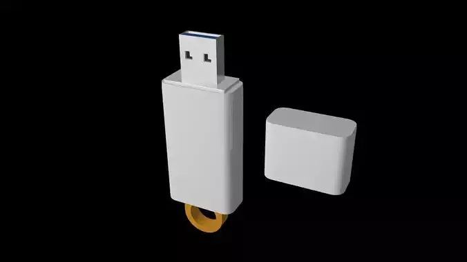 3D white usb on black background