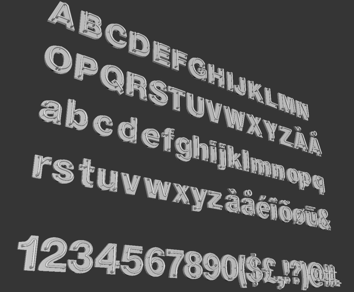 Neon Alphabet  3D model_8