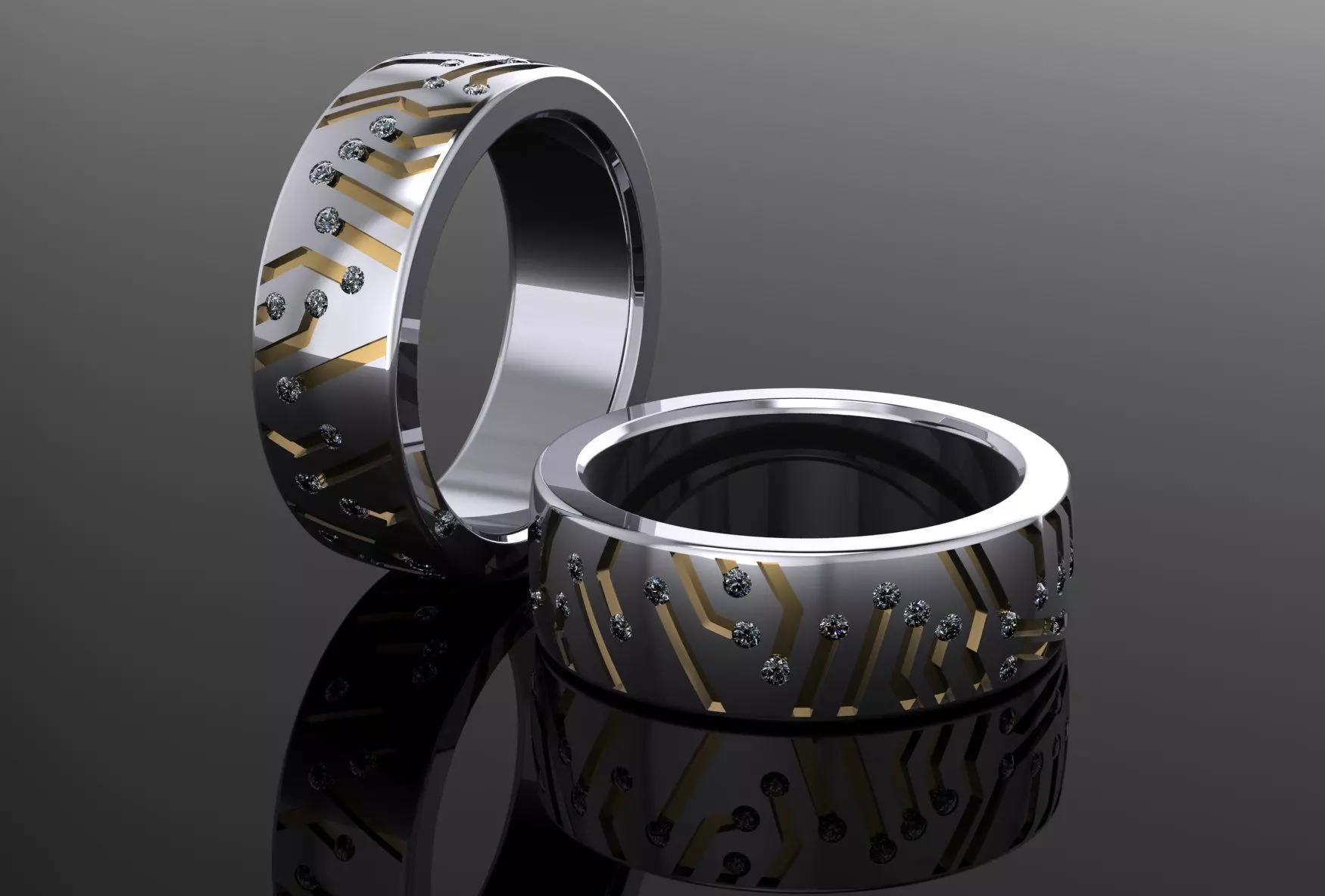 techno ring 3D print model_0
