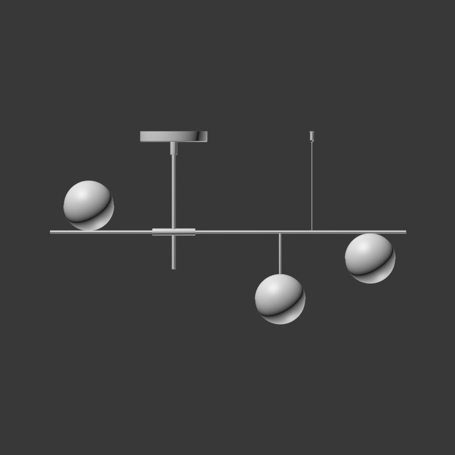 Mid Century Modern 3 Light Linear Ceiling Light in Black 3D model_2