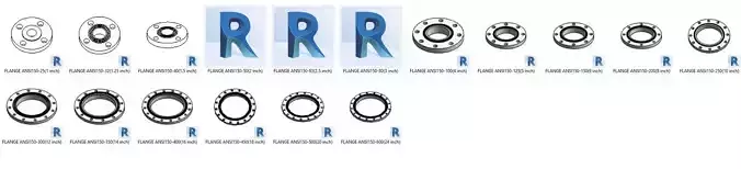 Flange   Flange End and Bolt Ansi 150 Free 3D model
