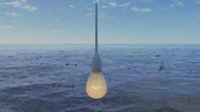 Low poly bulb model light floating in ocean animation