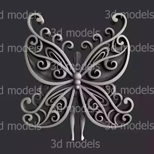 3d STL models for CNC router woman butterfly