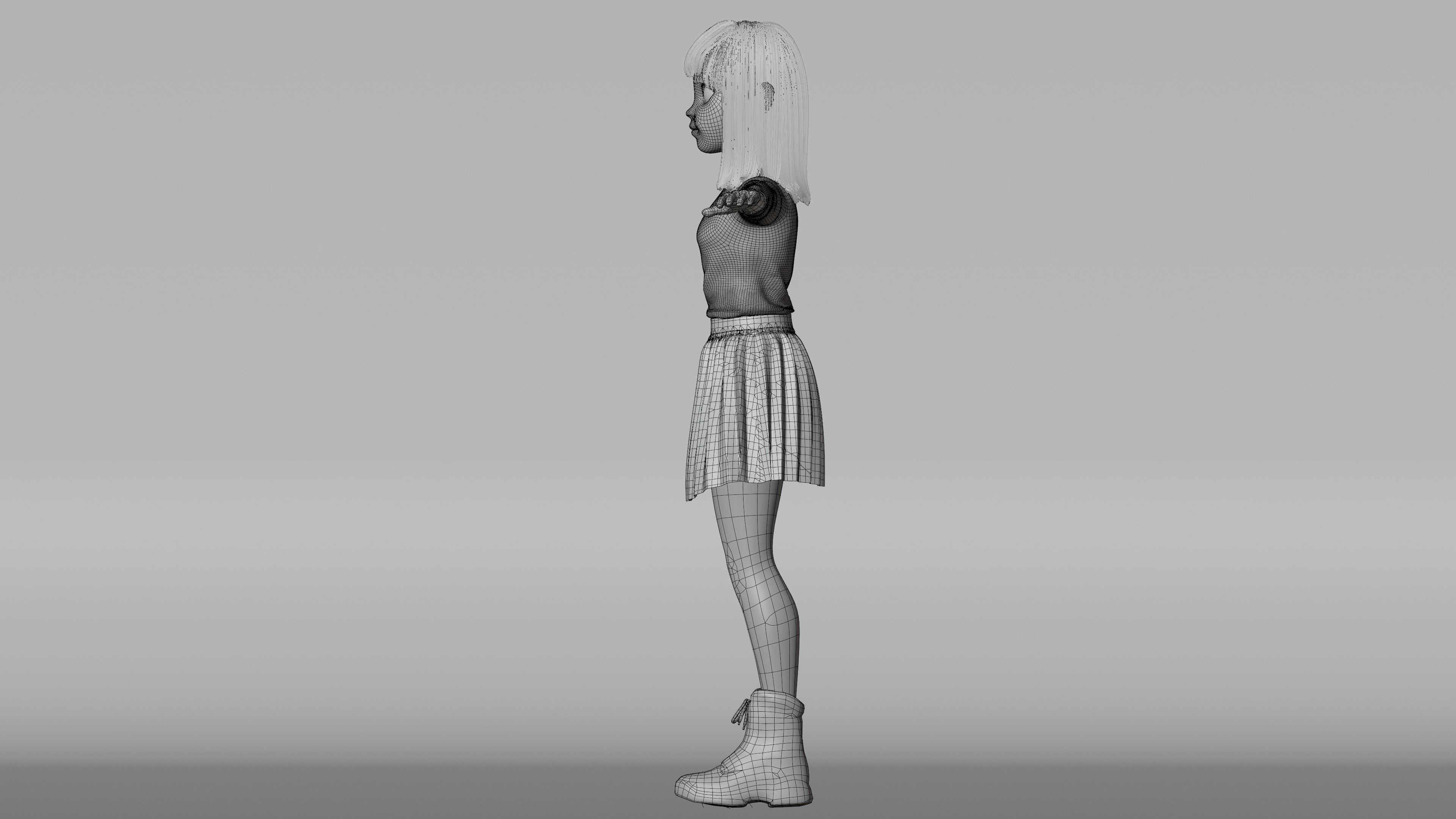 Cartoon Teen Girl 3D model Low-poly 3D model_14