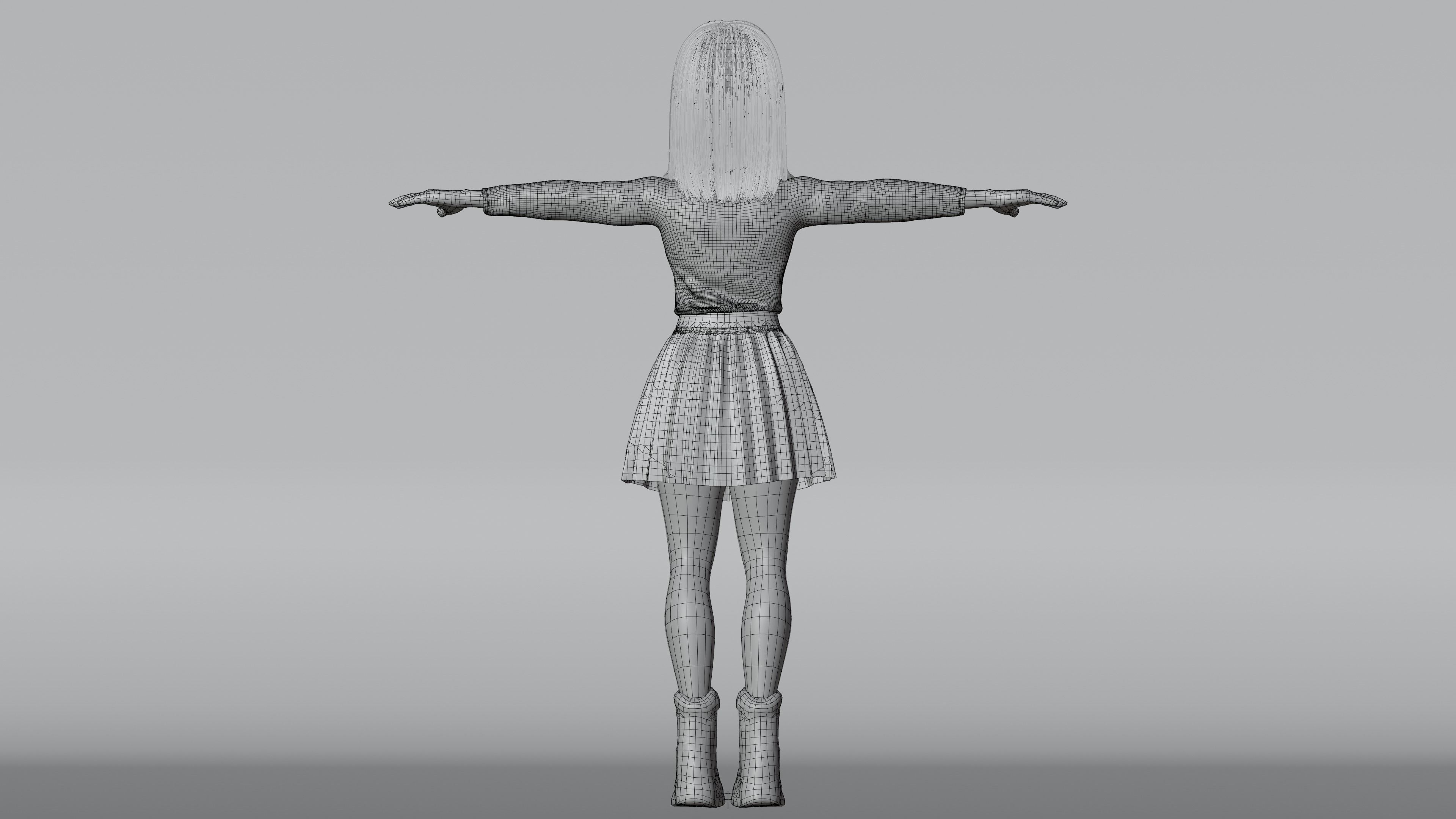 Cartoon Teen Girl 3D model Low-poly 3D model_15