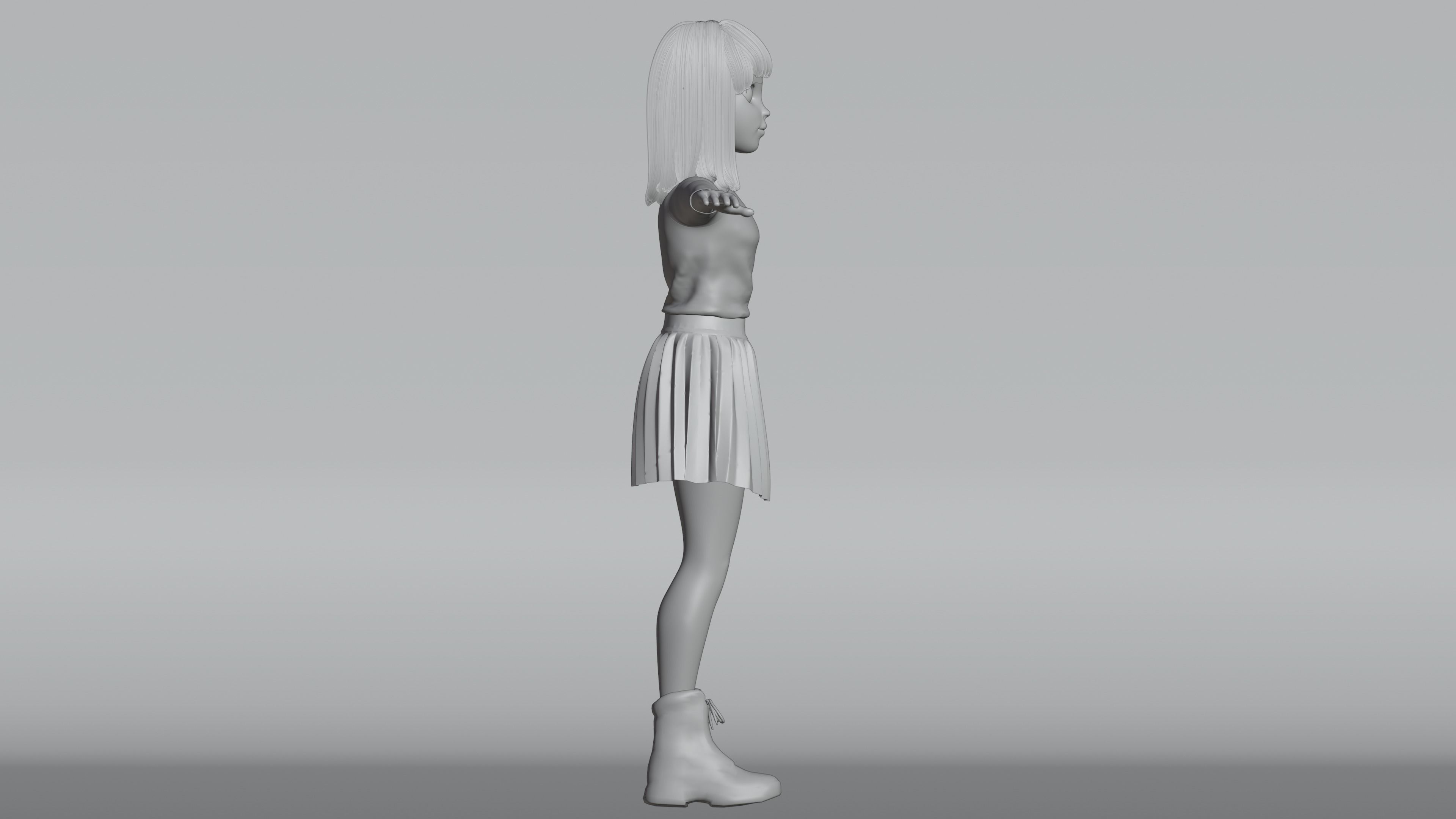 Cartoon Teen Girl 3D model Low-poly 3D model_12
