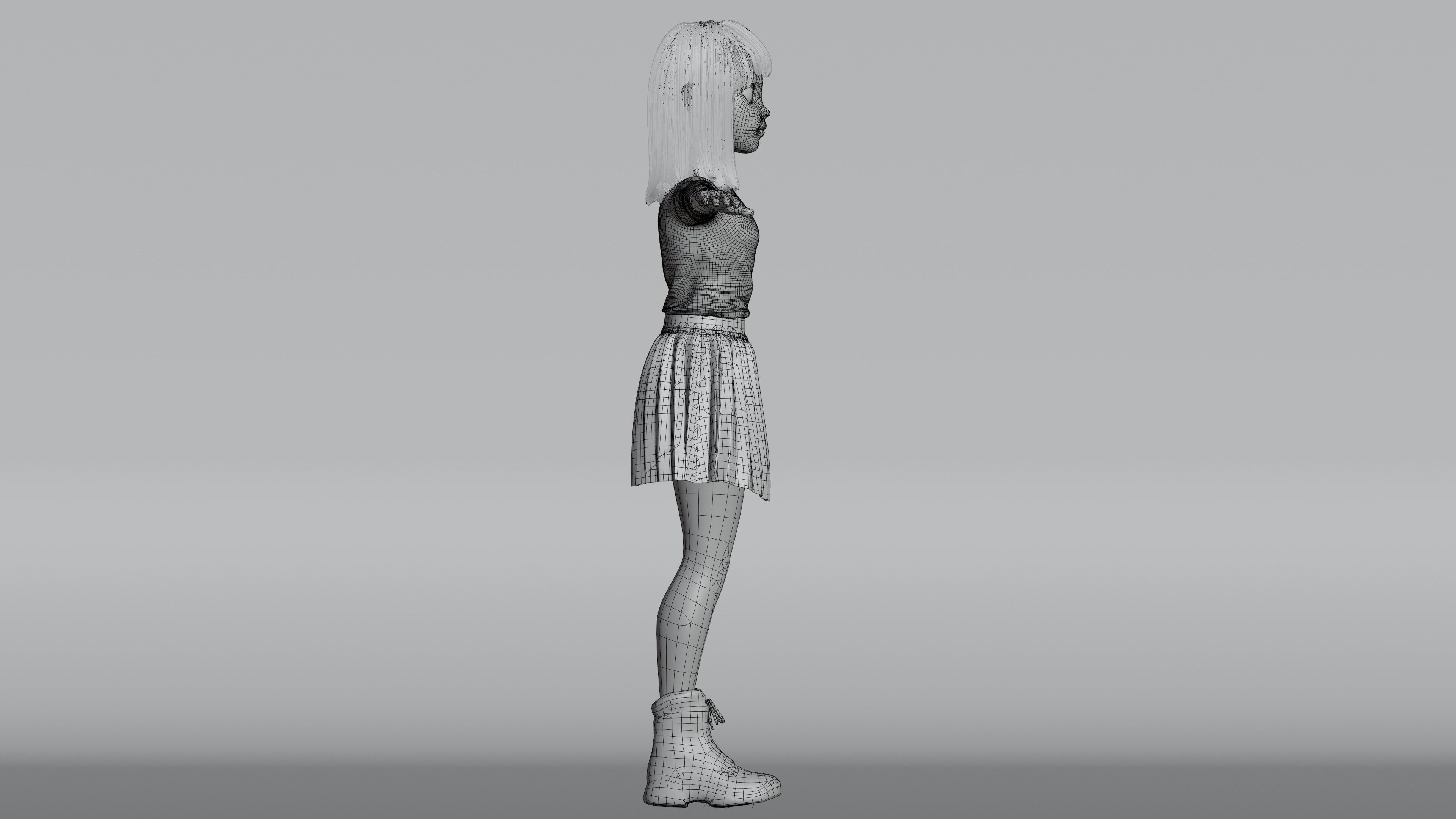 Cartoon Teen Girl 3D model Low-poly 3D model_16