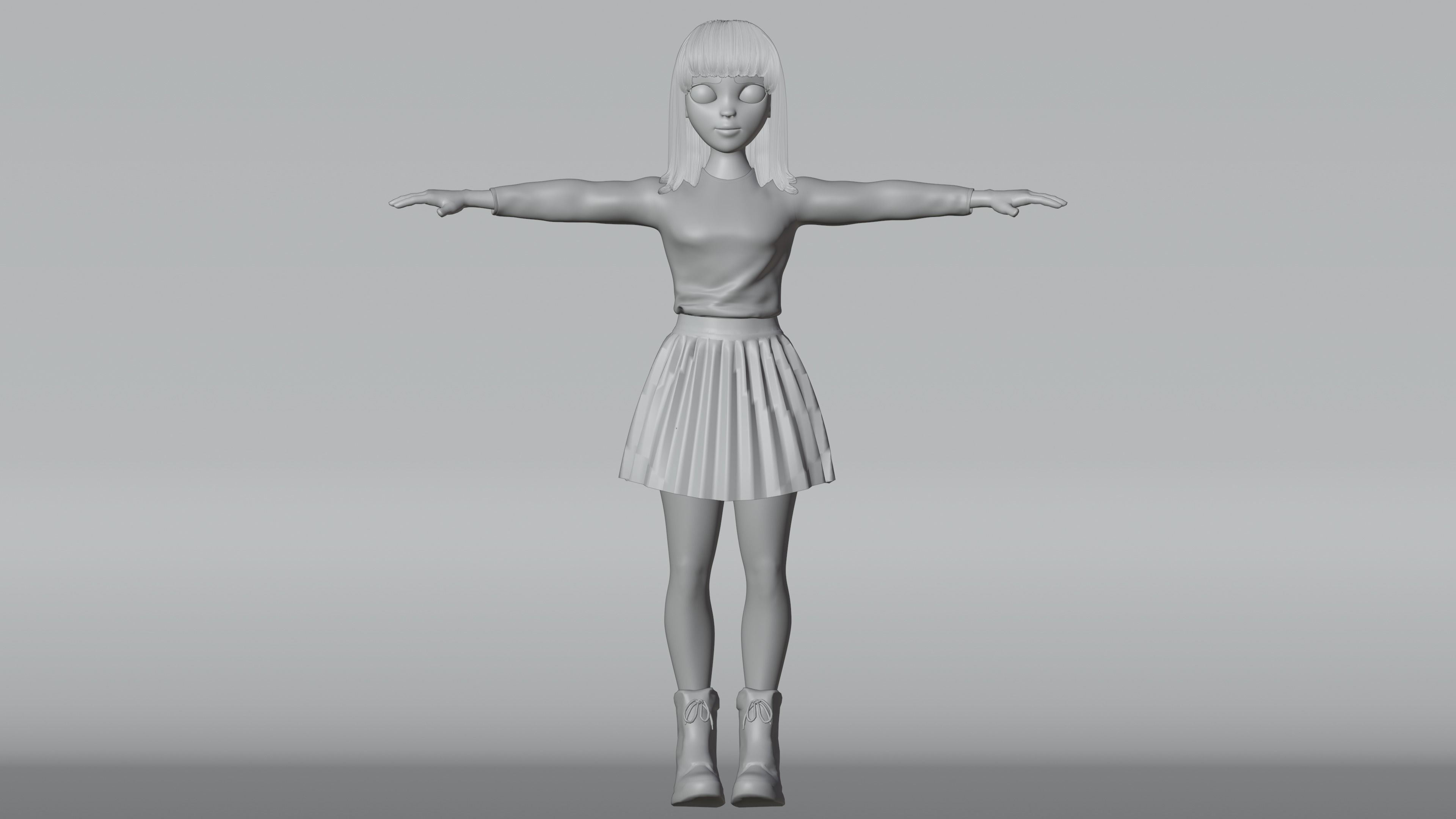 Cartoon Teen Girl 3D model Low-poly 3D model_9