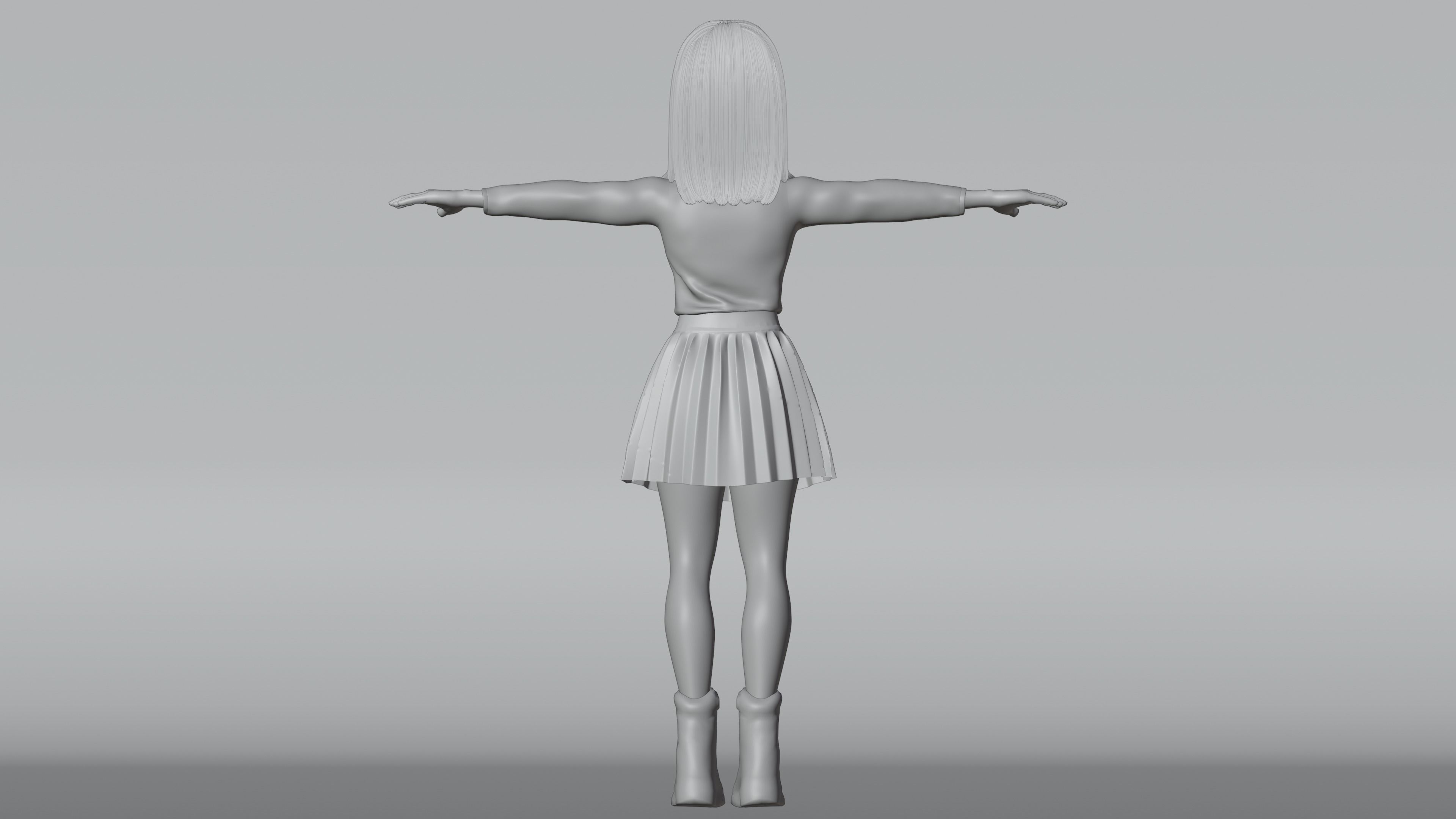 Cartoon Teen Girl 3D model Low-poly 3D model_11