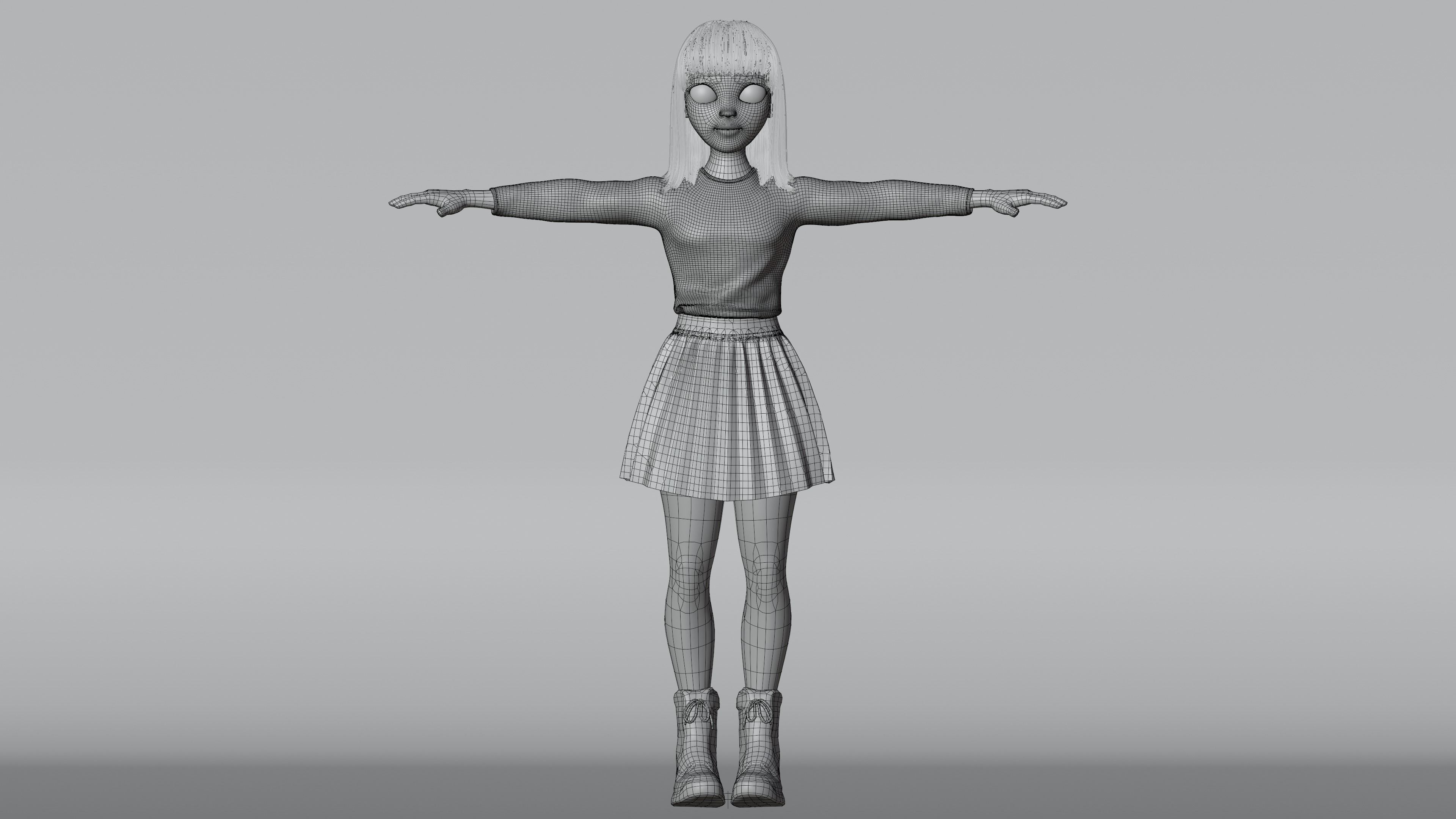Cartoon Teen Girl 3D model Low-poly 3D model_13