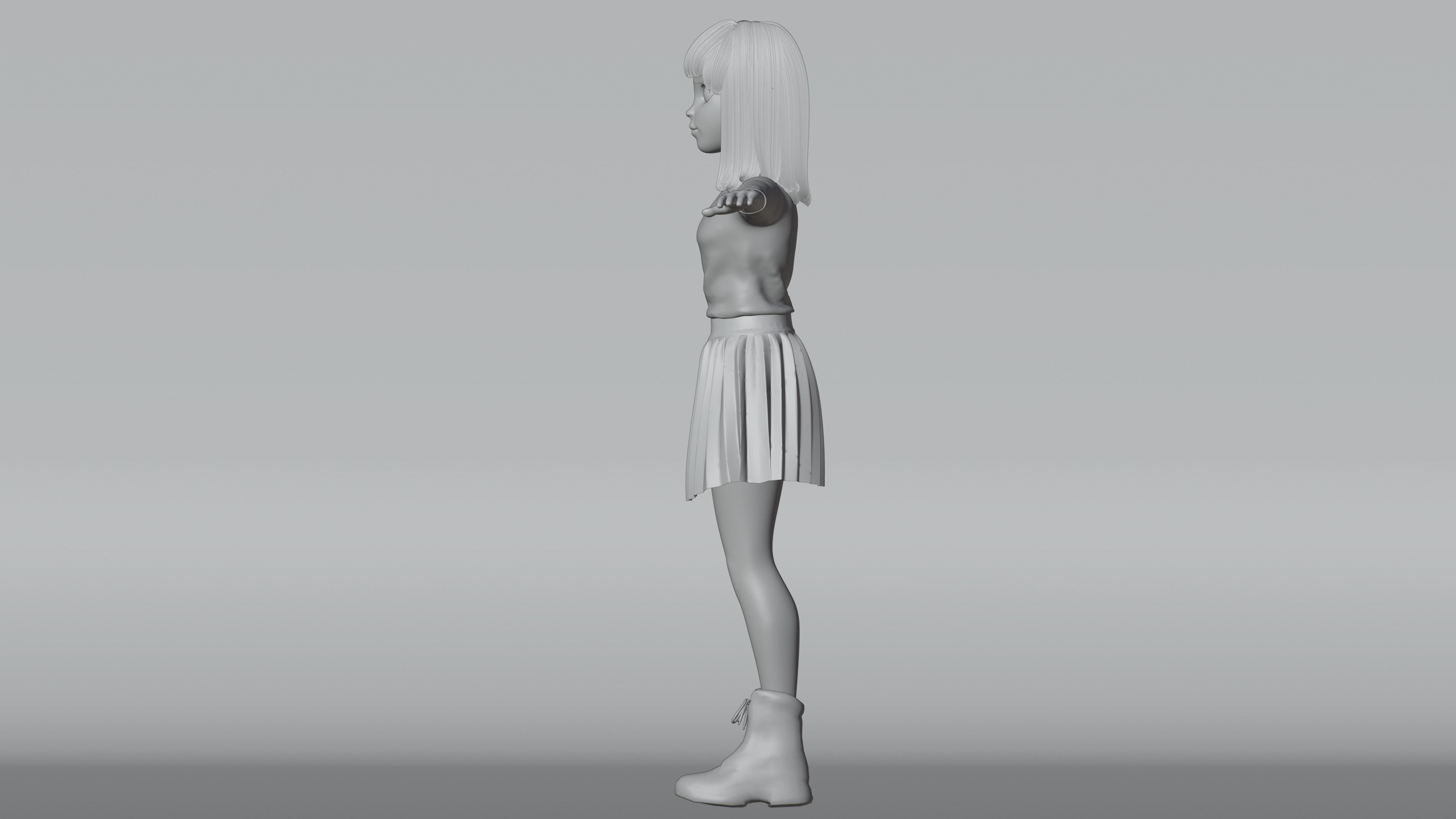 Cartoon Teen Girl 3D model Low-poly 3D model_10