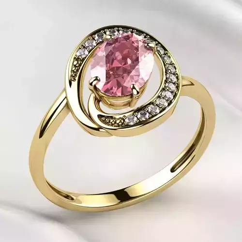 Pink Sapphire Oval Gold Ring