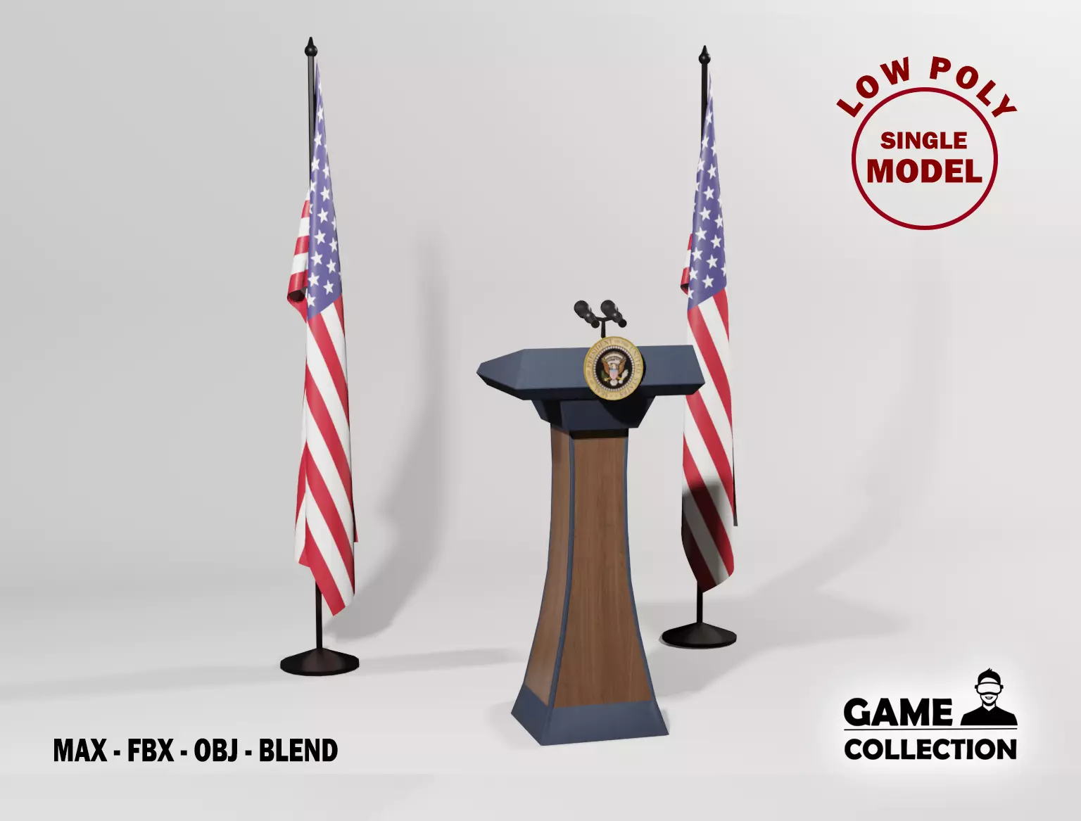 USA Presidential Podium 2 Low-poly 3D model