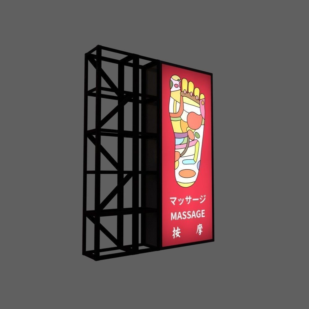 Signboards chinese sign with chinese characters Low-poly 3D model_10