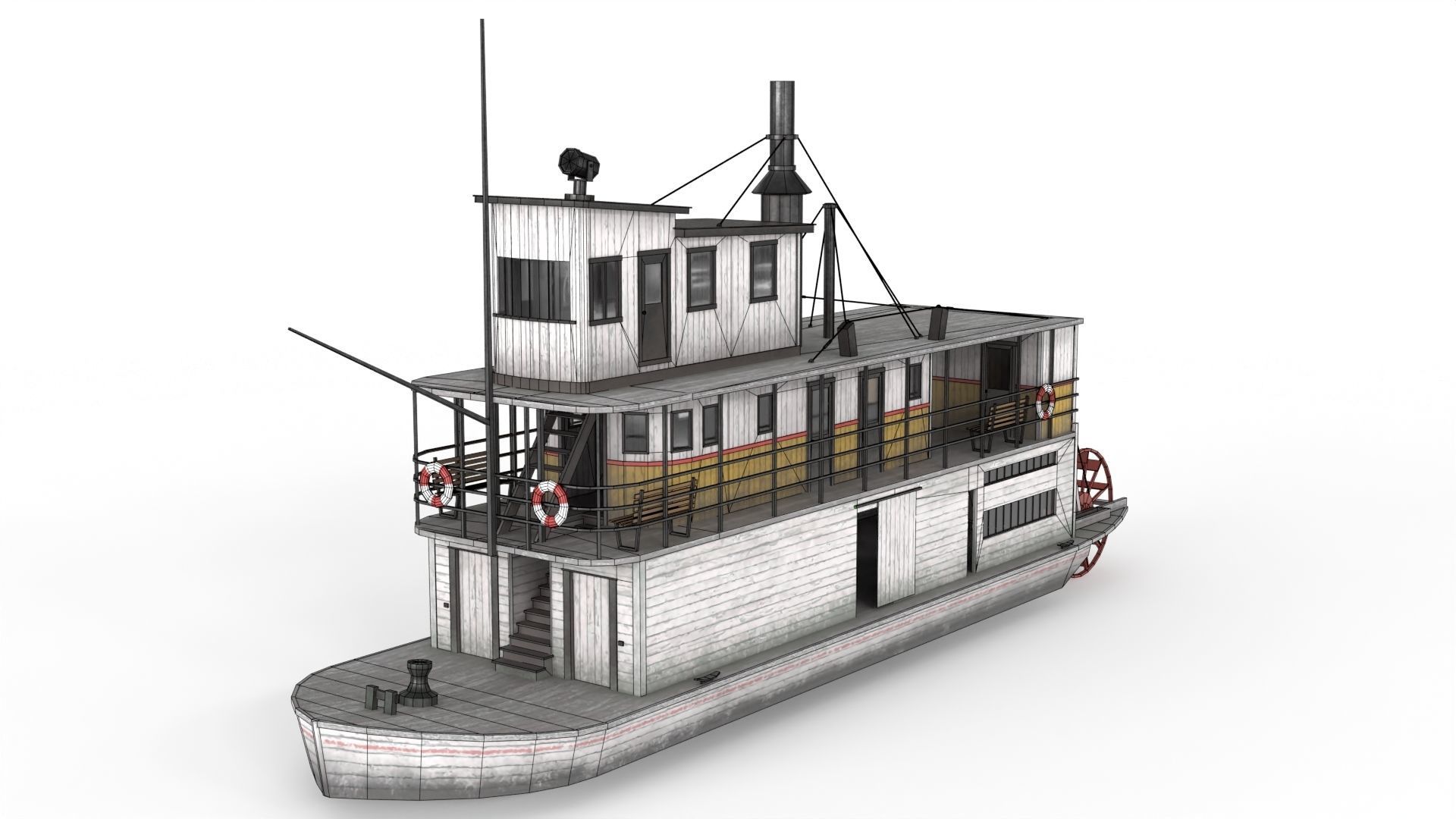 Old Ship 01 Low-poly 3D model_13
