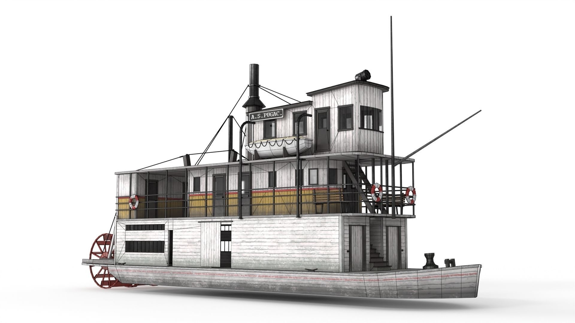 Old Ship 01 Low-poly 3D model_19