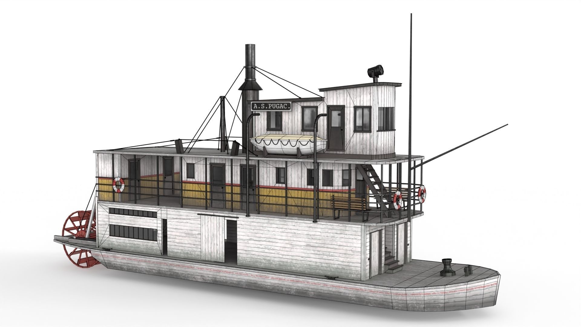 Old Ship 01 Low-poly 3D model_10