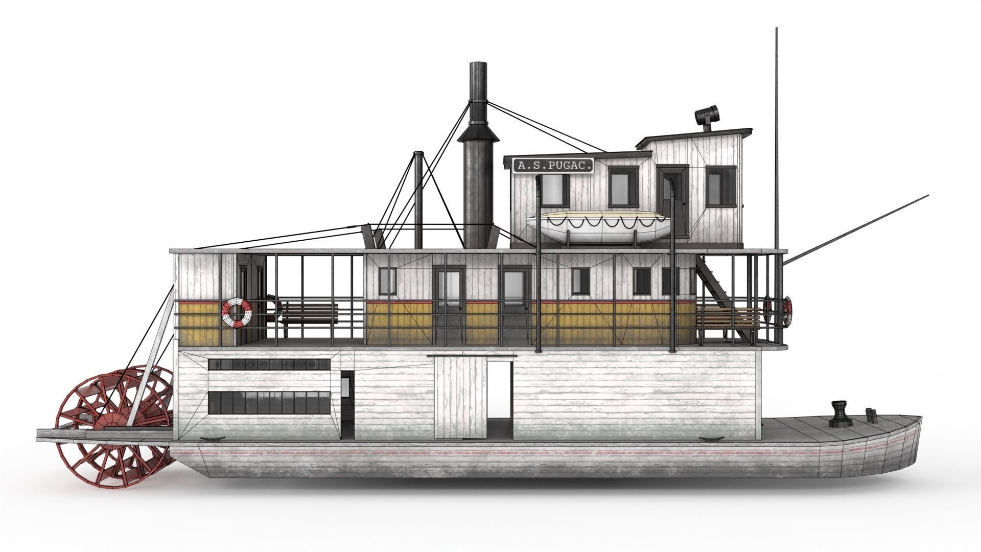 Old Ship 01 Low-poly 3D model_15