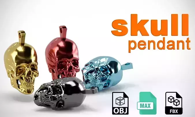 Skull Pendant high poly model Halloween 3D 3D model