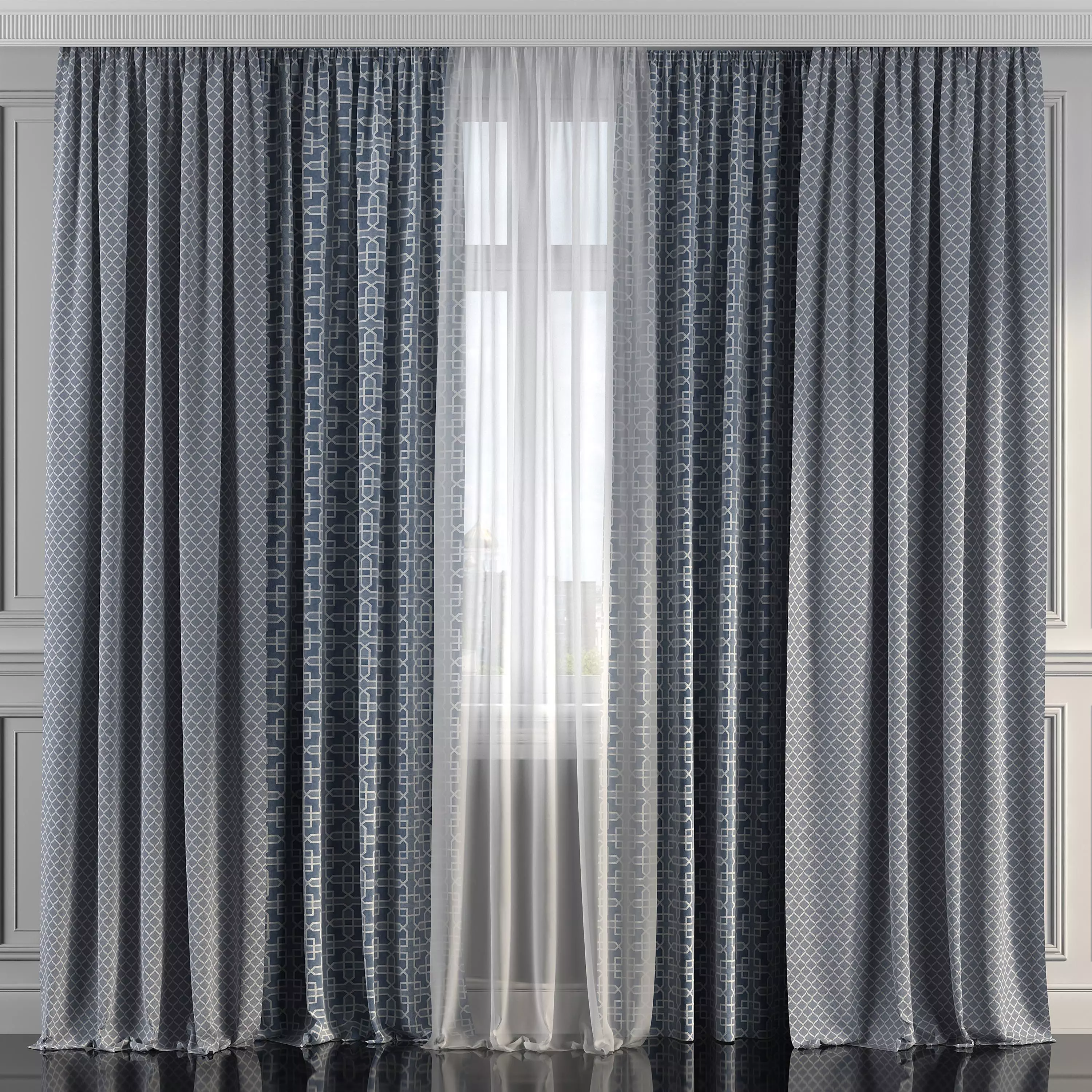 Curtain Set 207 3D model_0