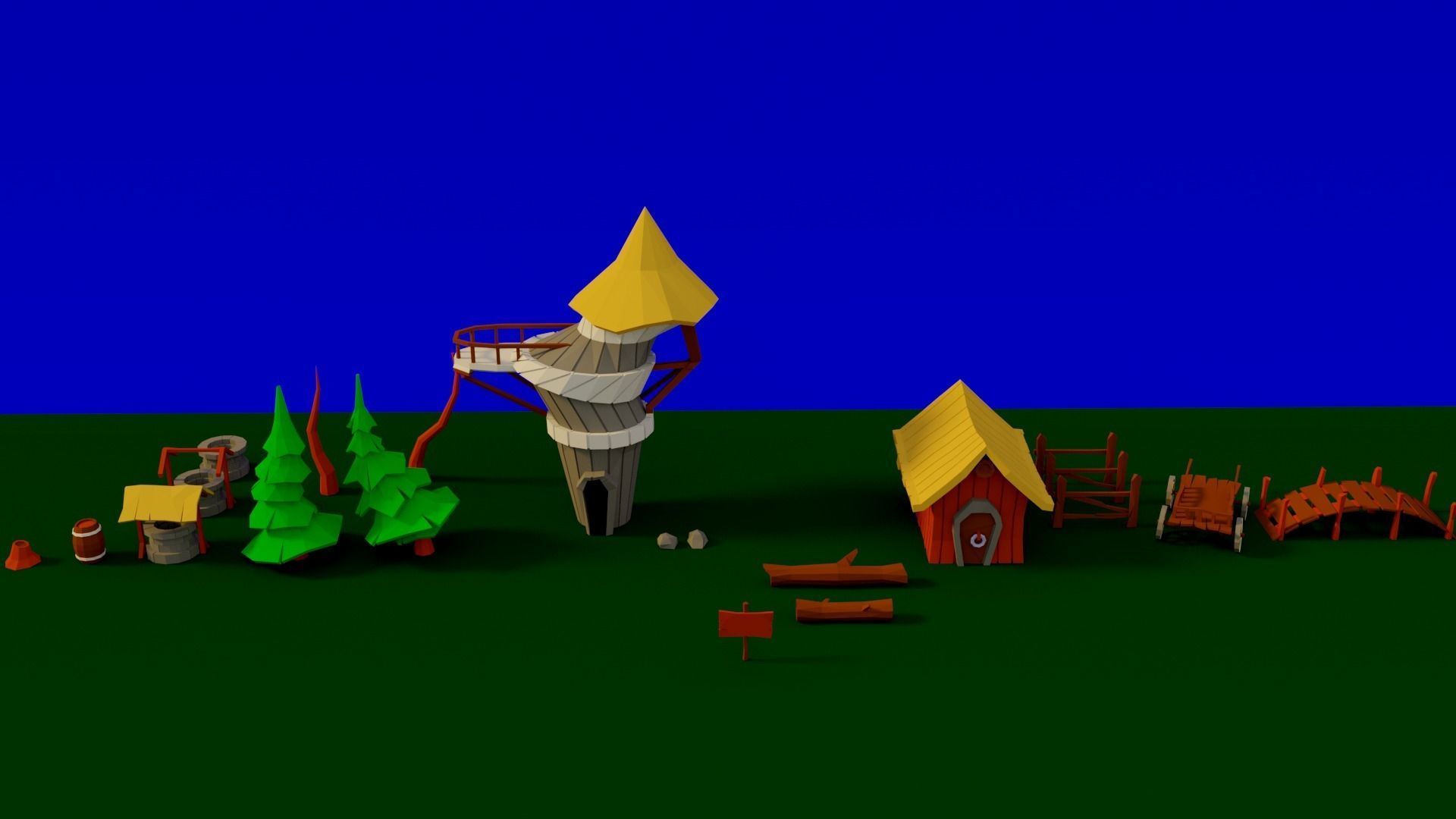 Lowpoly mini bundle 3d models Low-poly 3D model_2