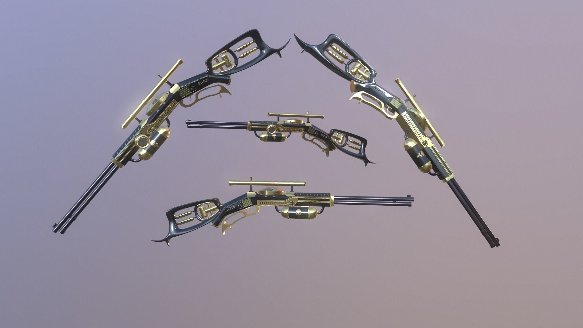 STEAMPUNK ICARUS SNIP RIFLE Low-poly 3D model_14