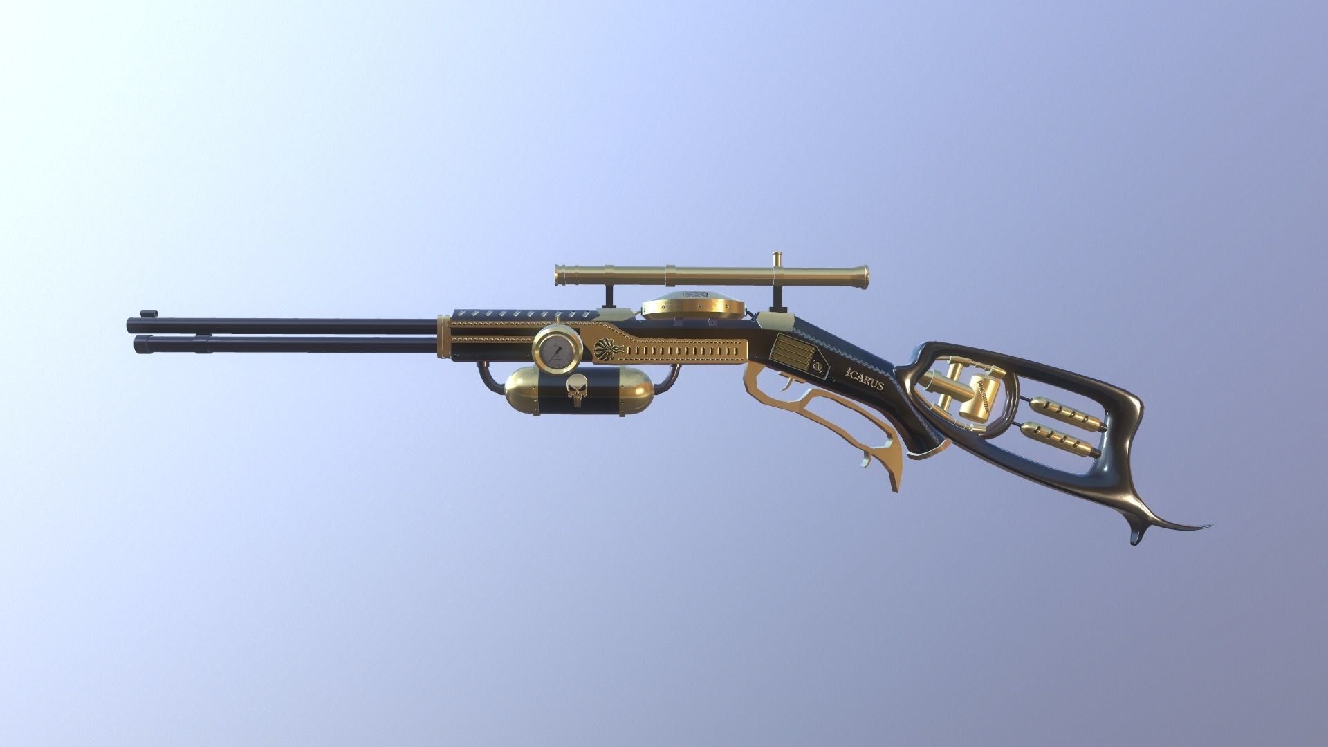 STEAMPUNK ICARUS SNIP RIFLE Low-poly 3D model_12