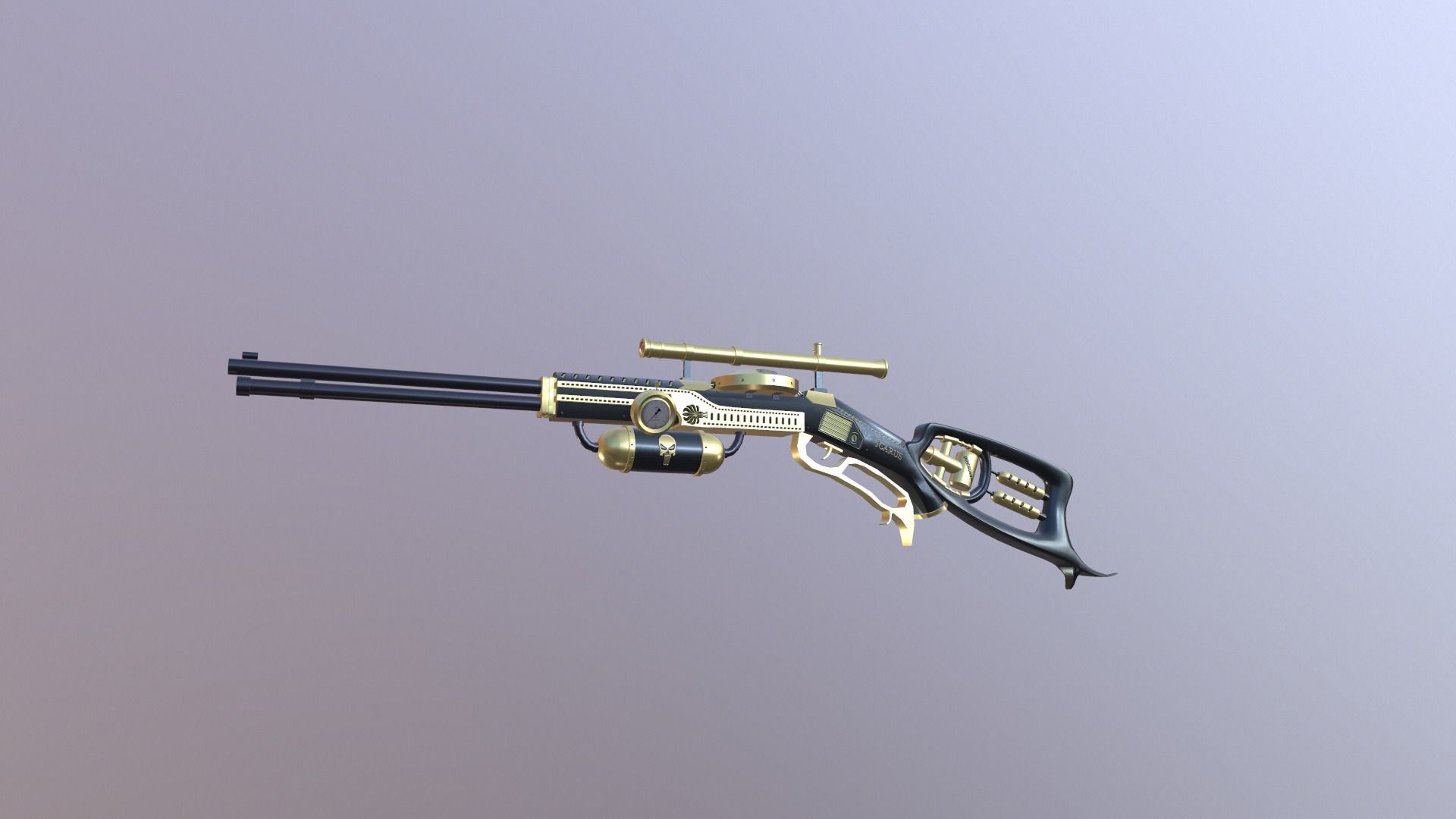 STEAMPUNK ICARUS SNIP RIFLE Low-poly 3D model_10
