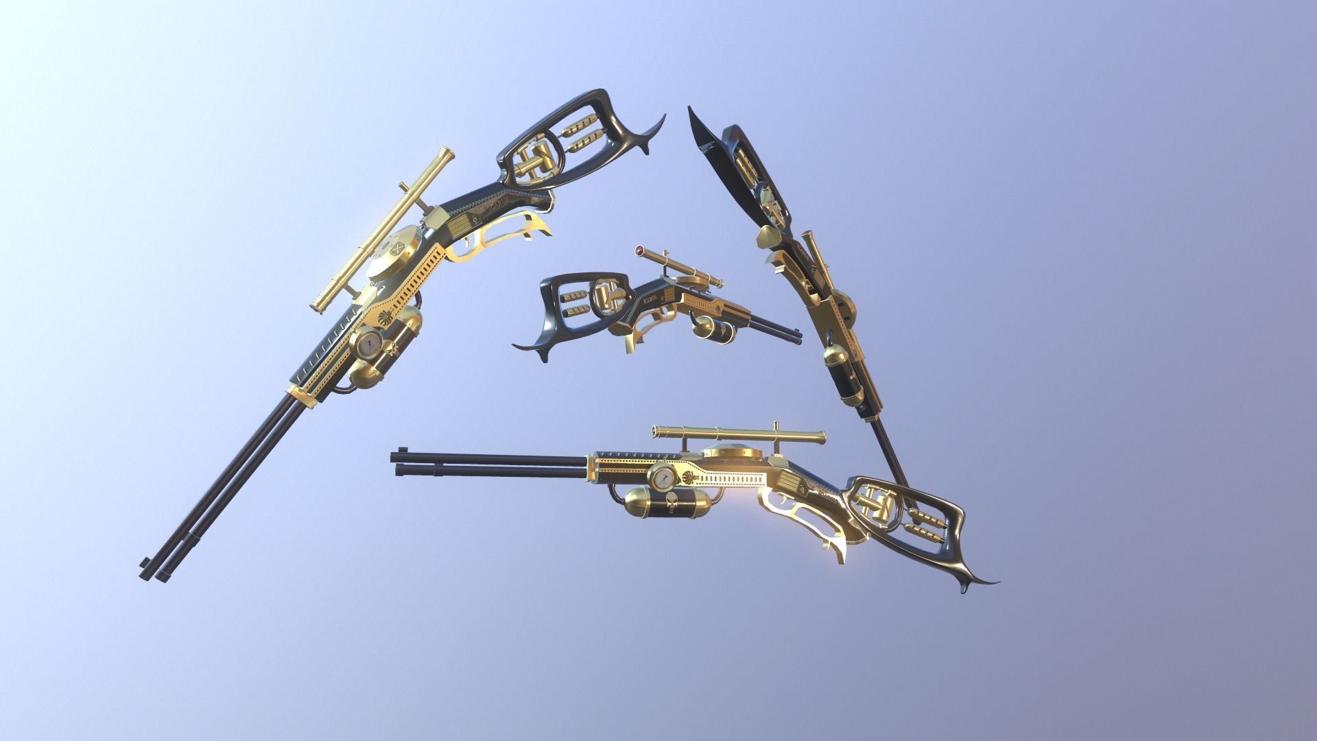 STEAMPUNK ICARUS SNIP RIFLE Low-poly 3D model_6