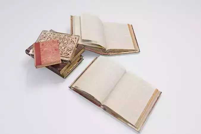 low poly Medieval Books