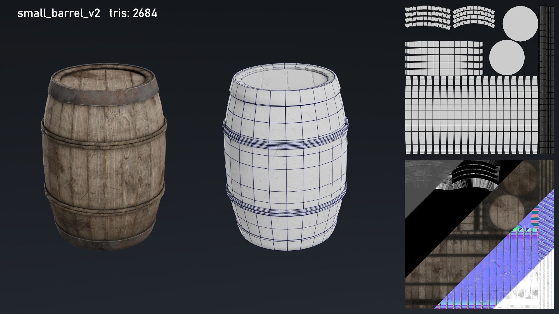 Medieval Fantasy Storage Props Asset Pack barrels crates buckets Low-poly 3D model_4