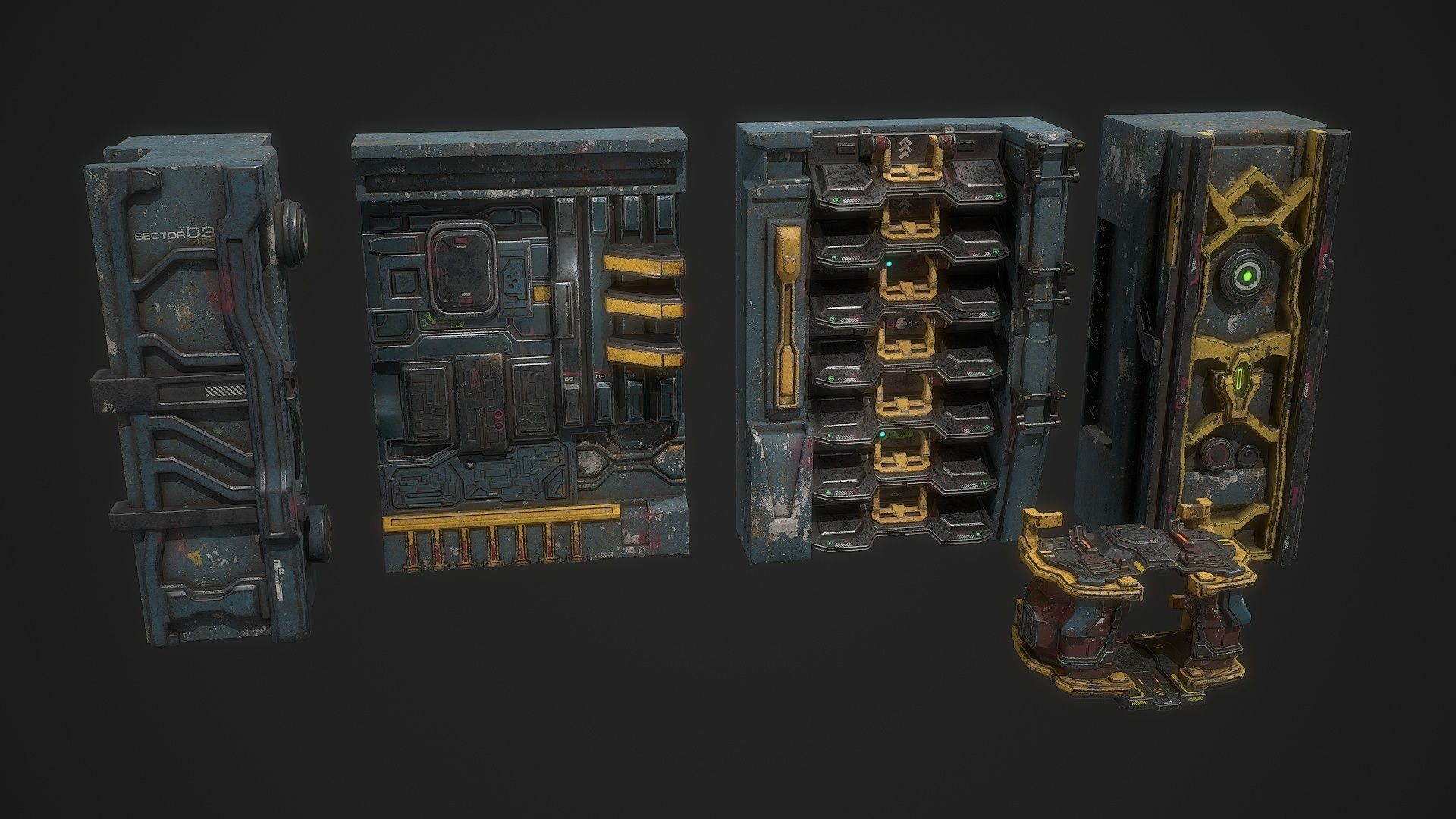 3D model Sci fi building complex facade environment asset VR / AR / low ...