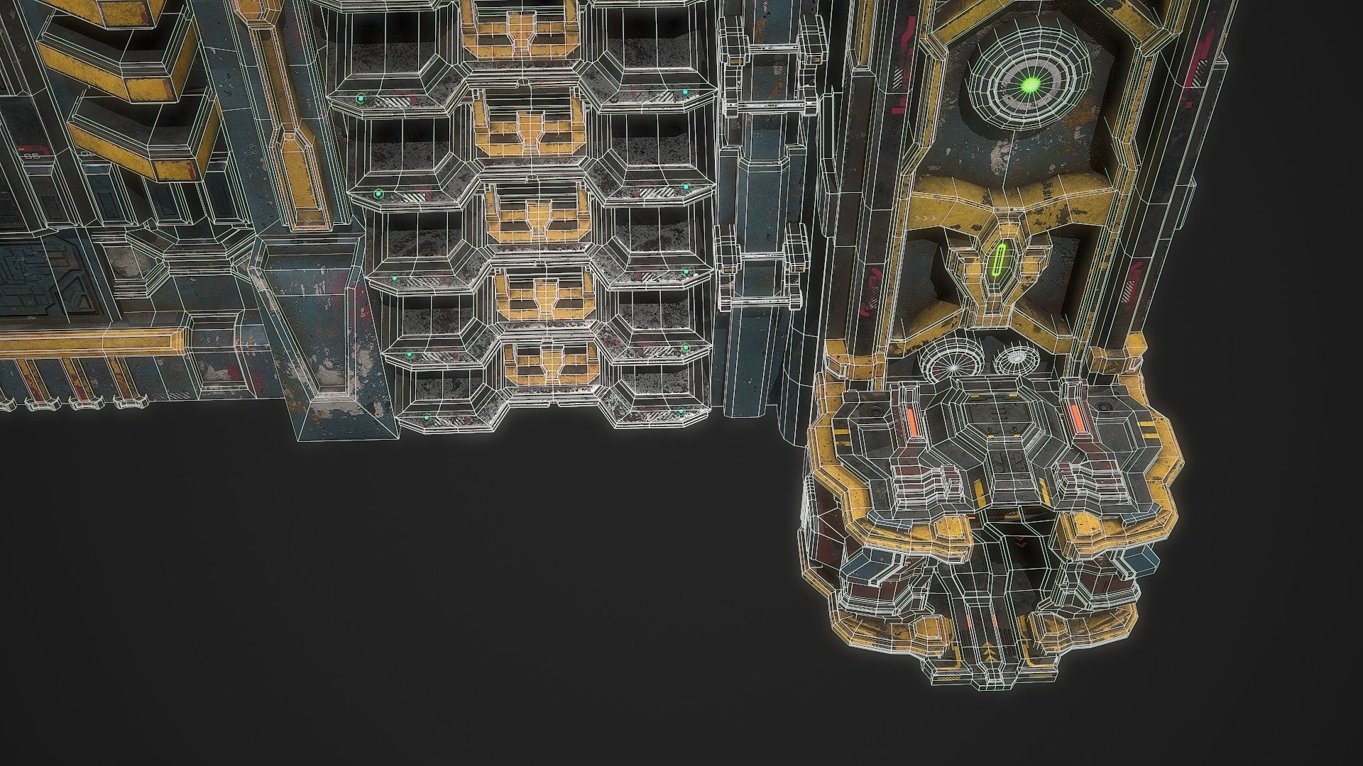 3D model Sci fi building complex facade environment asset VR / AR / low ...