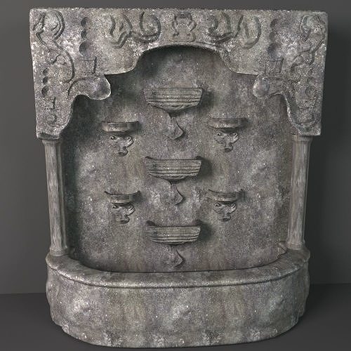 Fountain in the wall Low-poly 3D model