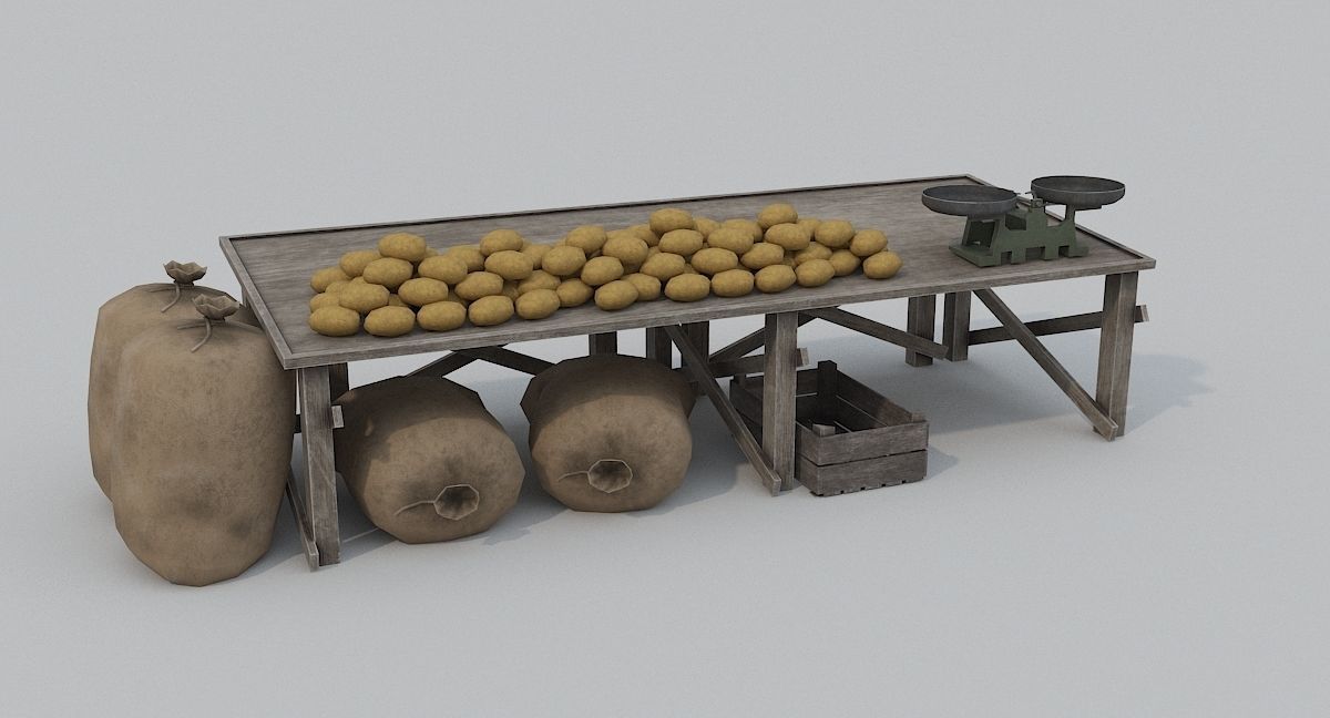 Low Poly Medieval Market Low-poly 3D model_20