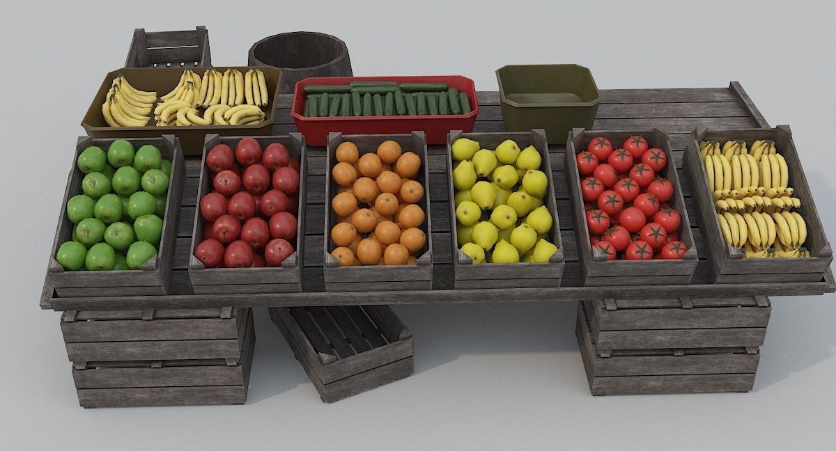 Low Poly Medieval Market Low-poly 3D model_8