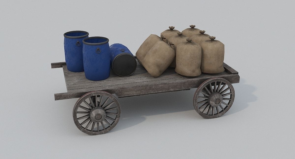 Low Poly Medieval Market Low-poly 3D model_3
