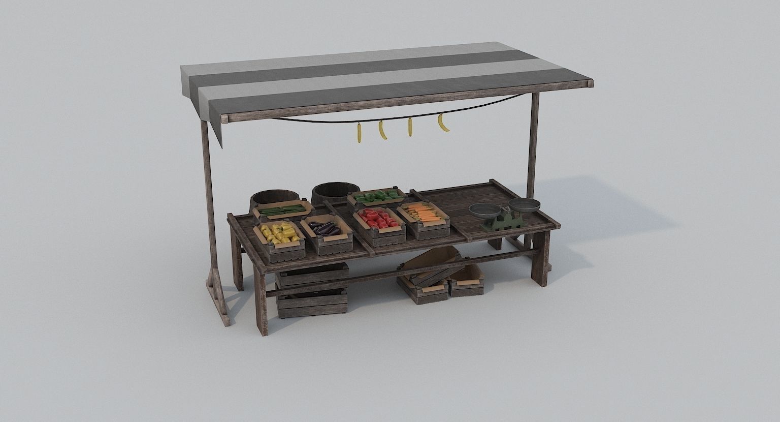 Low Poly Medieval Market Low-poly 3D model_27