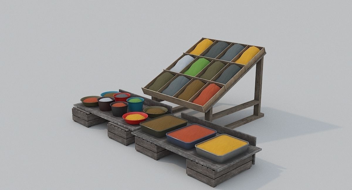 Low Poly Medieval Market Low-poly 3D model_38