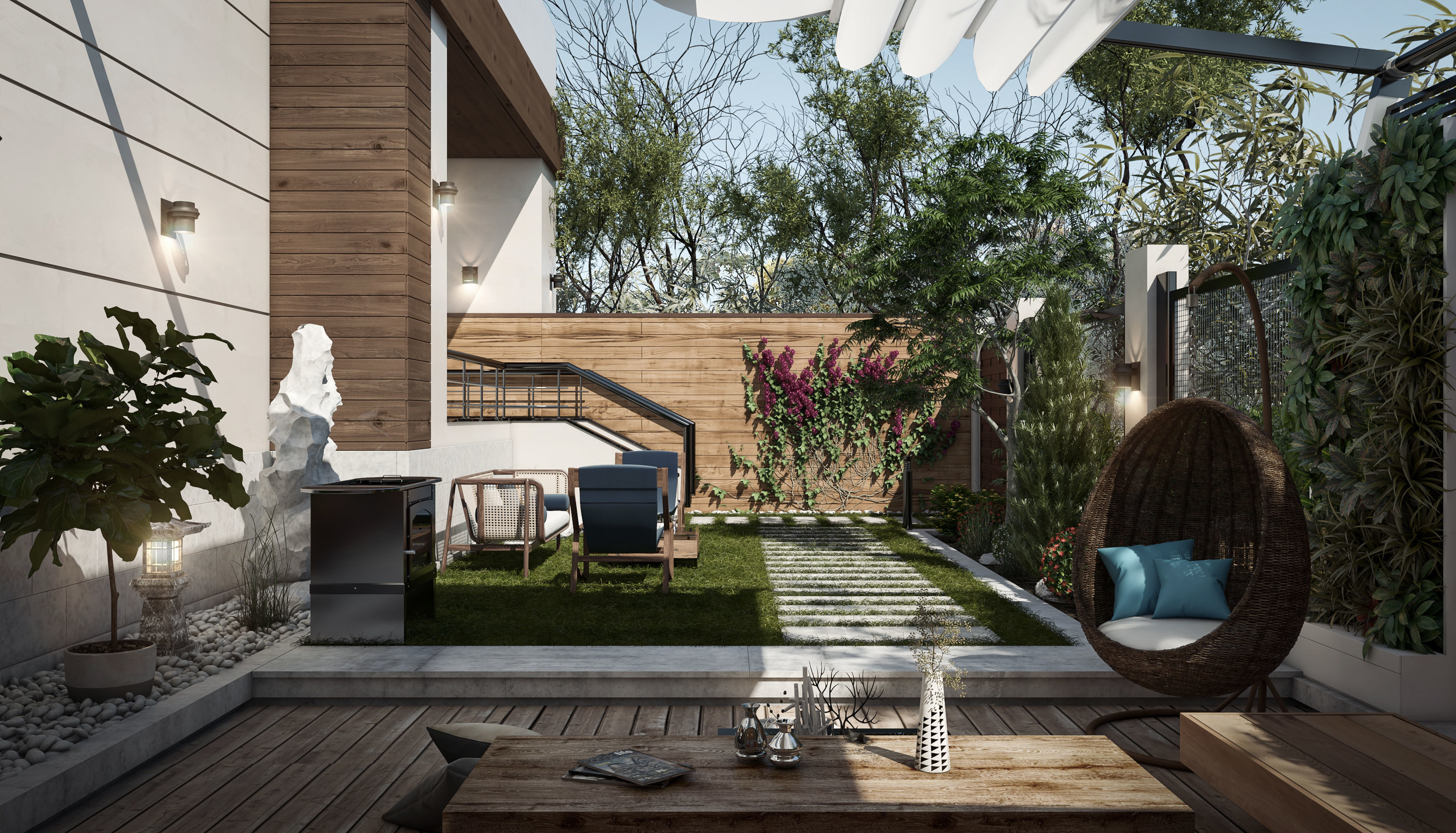 Villa garden landscape - 3D model 3D model_8