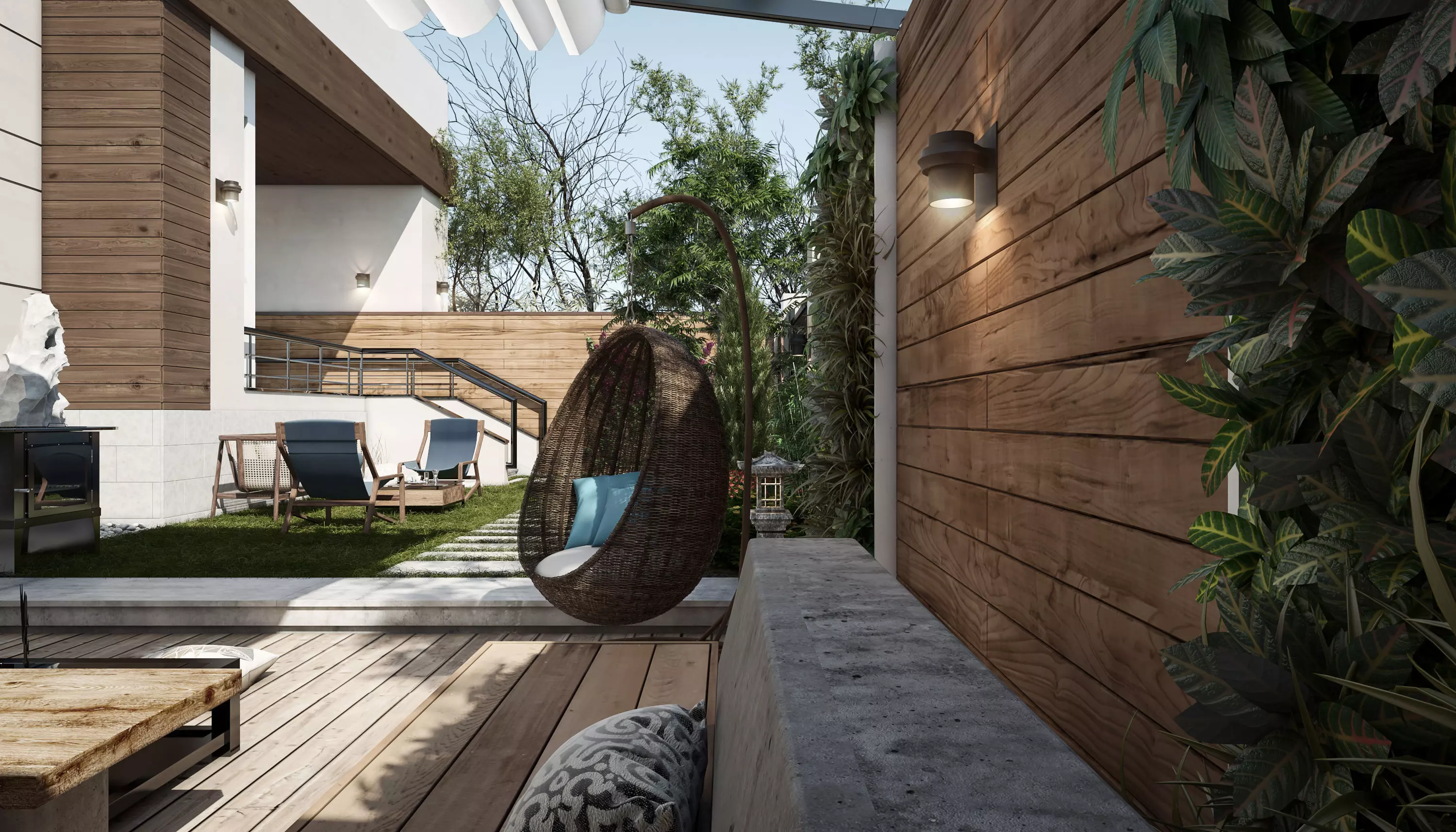 Villa garden landscape - 3D model 3D model_0